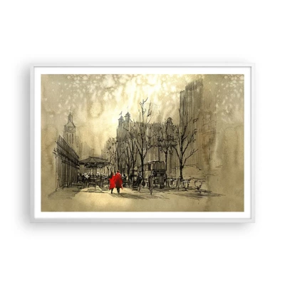 Poster in cornice bianca - Appuntamento nella nebbia di Londra  - 100x70 cm