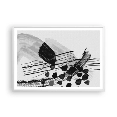 Poster in cornice bianca - Astrazione organica in bianco e nero - 100x70 cm