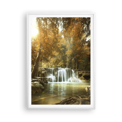 Poster in cornice bianca - Cascata nel parco - 70x100 cm