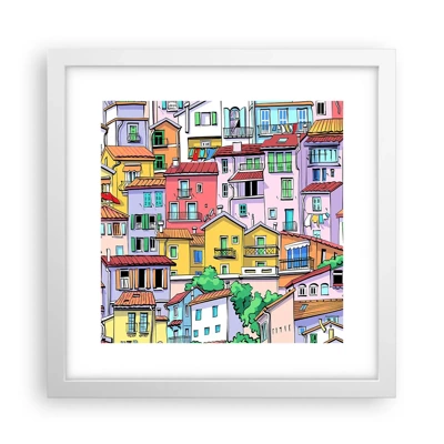 Poster in cornice bianca - Città allegra - 30x30 cm