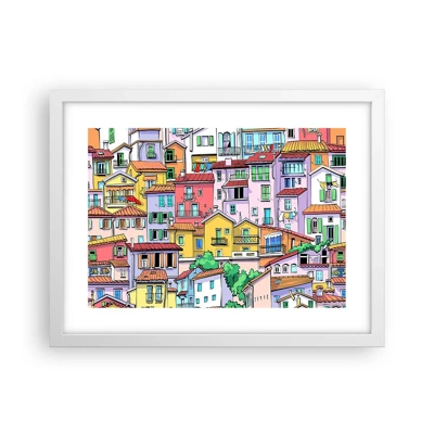 Poster in cornice bianca - Città allegra - 40x30 cm