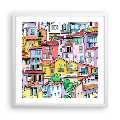 Poster in cornice bianca - Città allegra - 50x50 cm