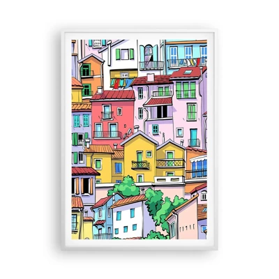 Poster in cornice bianca - Città allegra - 70x100 cm