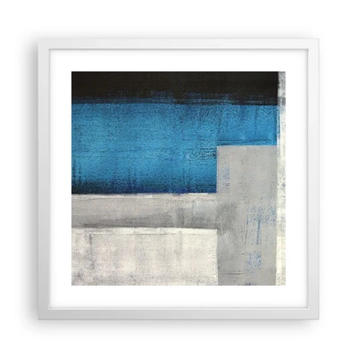 Poster in cornice bianca - Composizione poetica in grigio e blu - 40x40 cm