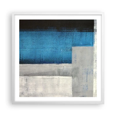 Poster in cornice bianca - Composizione poetica in grigio e blu - 60x60 cm