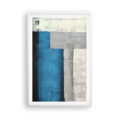 Poster in cornice bianca - Composizione poetica in grigio e blu - 61x91 cm