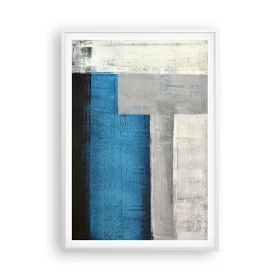 Poster in cornice bianca - Composizione poetica in grigio e blu - 70x100 cm