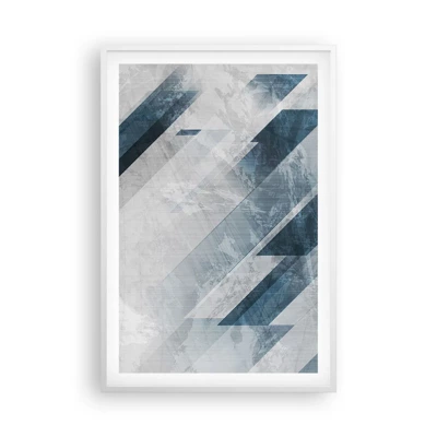 Poster in cornice bianca - Composizione spaziale: movimento in grigio - 61x91 cm