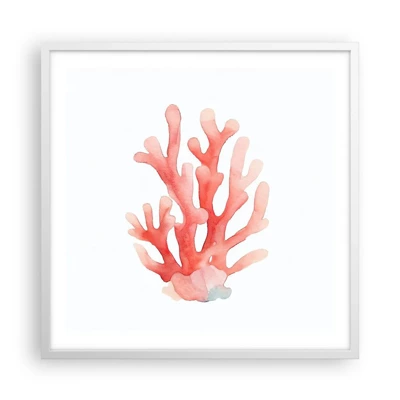 Poster in cornice bianca - Corallo color corallo - 60x60 cm