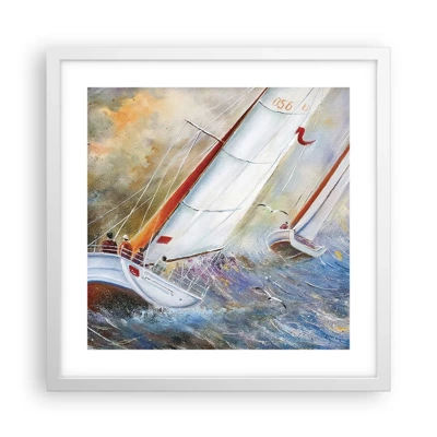 Poster in cornice bianca - Correndo sulle onde - 40x40 cm