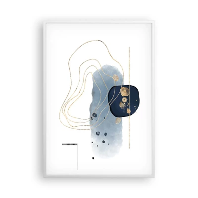 Poster in cornice bianca - Fantasia blu e oro - 70x100 cm