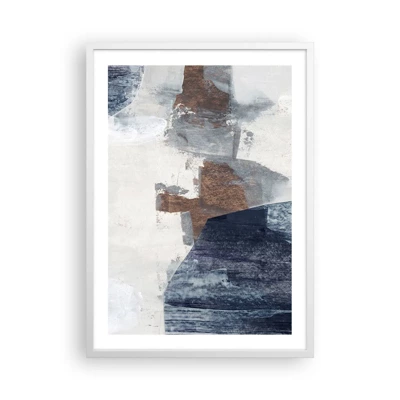 Poster in cornice bianca - Forme blu e marroni - 50x70 cm