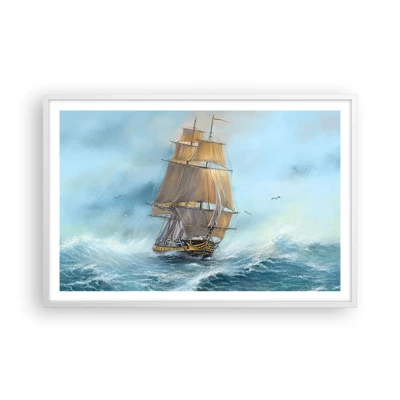 Poster in cornice bianca - Frangendo i flutti - 91x61 cm