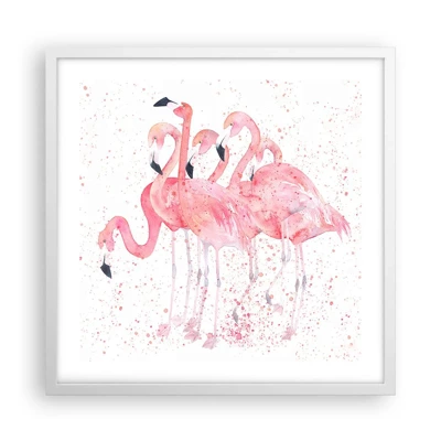 Poster in cornice bianca - Gruppo in rosa - 50x50 cm
