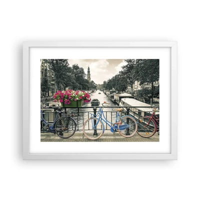 Poster in cornice bianca - I colori delle strade di Amsterdam - 40x30 cm