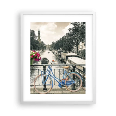 Poster in cornice bianca - I colori delle strade di Amsterdam - 40x50 cm