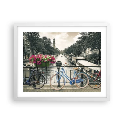 Poster in cornice bianca - I colori delle strade di Amsterdam - 50x40 cm