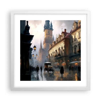 Poster in cornice bianca - Il fascino delle sere di Praga - 40x40 cm