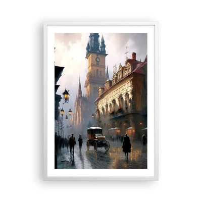 Poster in cornice bianca - Il fascino delle sere di Praga - 50x70 cm