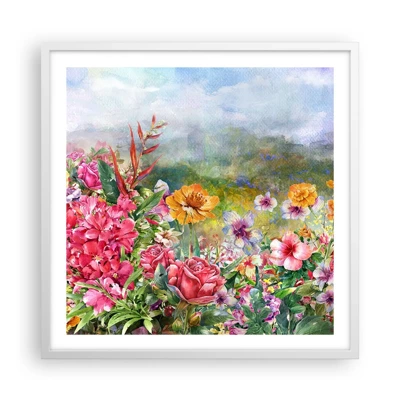 Poster in cornice bianca - Il giardino impazzito - 60x60 cm