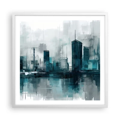 Poster in cornice bianca - La città al colore della pioggia - 60x60 cm