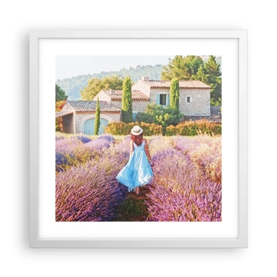 Poster in cornice bianca - La ragazza nella lavanda - 40x40 cm