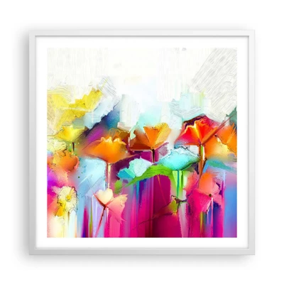 Poster in cornice bianca - L'arcobaleno è fiorito - 60x60 cm