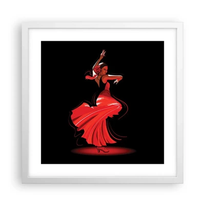 Poster in cornice bianca - Lo spirito focoso del flamenco - 40x40 cm