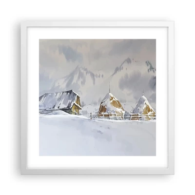 Poster in cornice bianca - Nella valle innevata - 40x40 cm