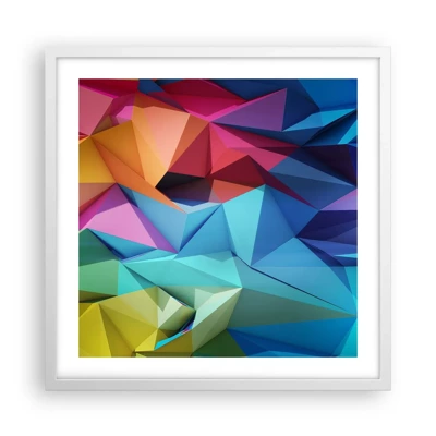 Poster in cornice bianca - Origami arcobaleno - 50x50 cm
