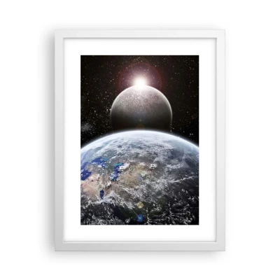 Poster in cornice bianca - Paesaggio cosmico: sorgere del sole - 30x40 cm