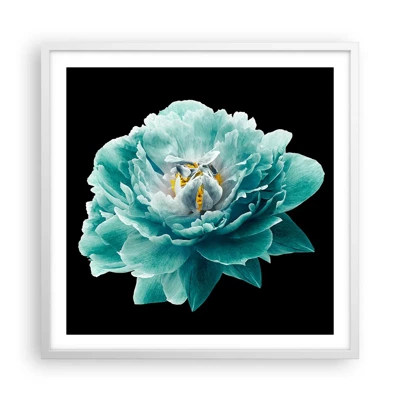 Poster in cornice bianca - Petali blu e oro - 60x60 cm