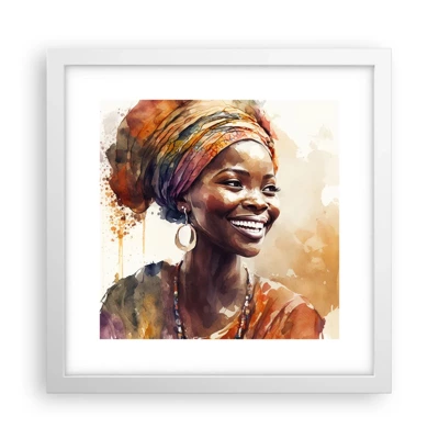 Poster in cornice bianca - Regina africana - 30x30 cm