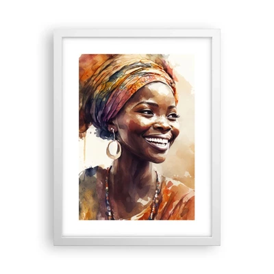 Poster in cornice bianca - Regina africana - 30x40 cm