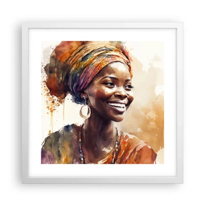 Poster in cornice bianca - Regina africana - 40x40 cm