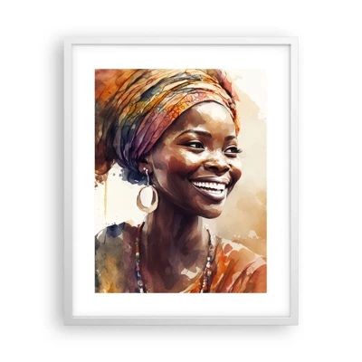 Poster in cornice bianca - Regina africana - 40x50 cm