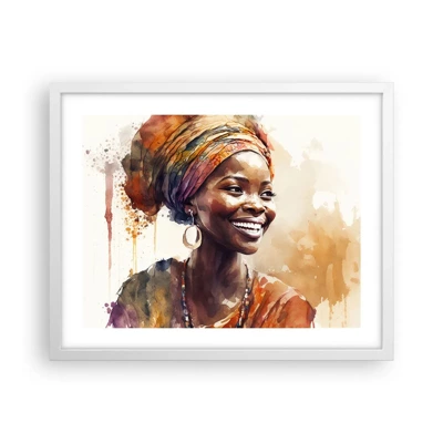 Poster in cornice bianca - Regina africana - 50x40 cm