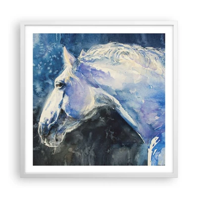 Poster in cornice bianca - Ritratto in luce blu - 60x60 cm