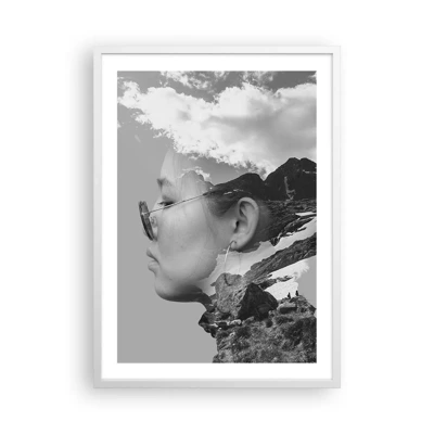 Poster in cornice bianca - Ritratto montano nuvoloso - 50x70 cm