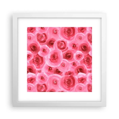 Poster in cornice bianca - Rose in alto e in basso - 30x30 cm