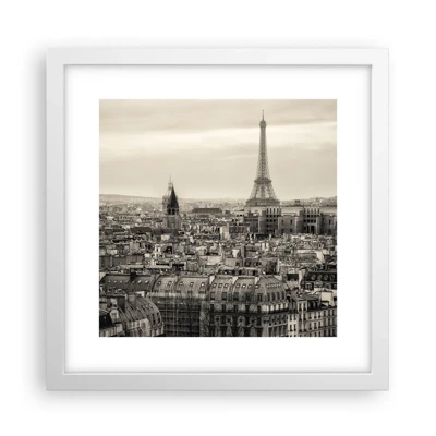 Poster in cornice bianca - Sui tetti di Parigi - 30x30 cm