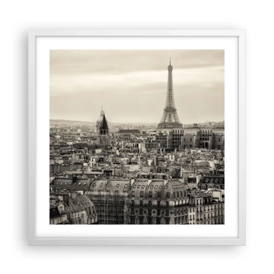 Poster in cornice bianca - Sui tetti di Parigi - 50x50 cm