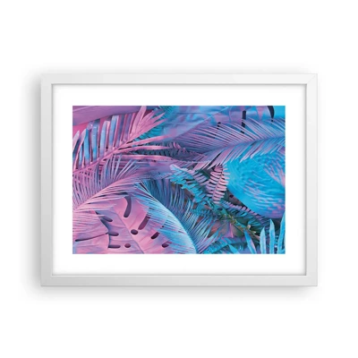 Poster in cornice bianca - Tropici in rosa e blu - 40x30 cm