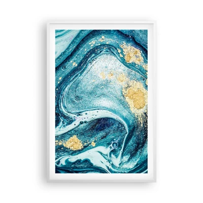 Poster in cornice bianca - Vortice blu - 61x91 cm