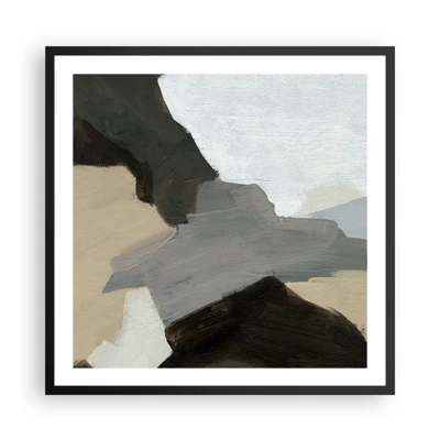 Poster in cornice nera - Astrazione: il crocevia del grigio - 60x60 cm