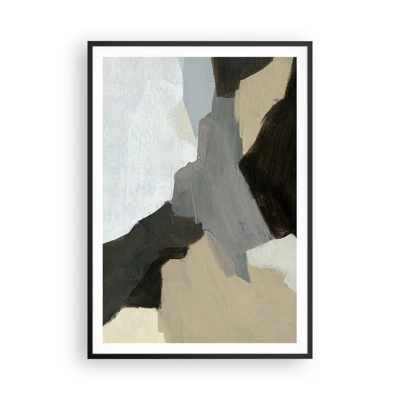 Poster in cornice nera - Astrazione: il crocevia del grigio - 70x100 cm