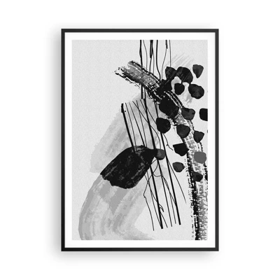 Poster in cornice nera - Astrazione organica in bianco e nero - 70x100 cm