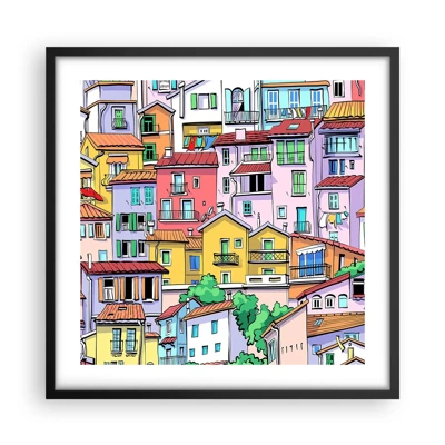 Poster in cornice nera - Città allegra - 50x50 cm