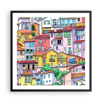 Poster in cornice nera - Città allegra - 60x60 cm