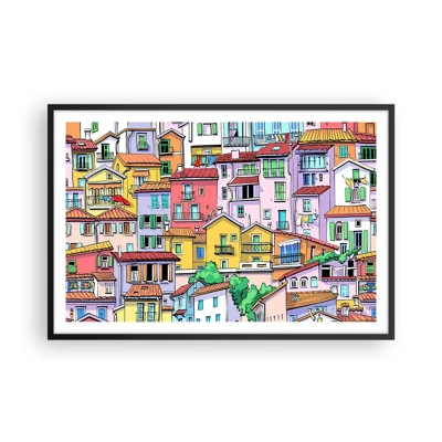 Poster in cornice nera - Città allegra - 91x61 cm